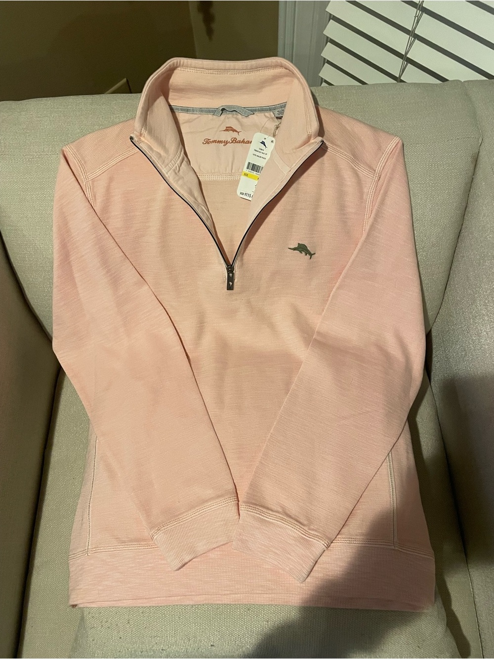 Tommy Bahama Light Pink Quarter-Zip Pullover